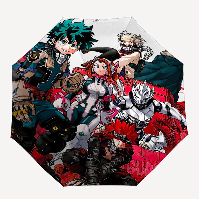 1pc My Hero Academia Characters Automatic Opening Folding Umbrella with 8-Bone Iron Frame, Portable for Outdoor Use, Ideal Gift for Fans, Travelers, D