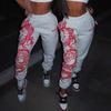 Осенне-зимние женские принтованные модные спортивные брюки с эластичной талией повседневные брюки Harlem