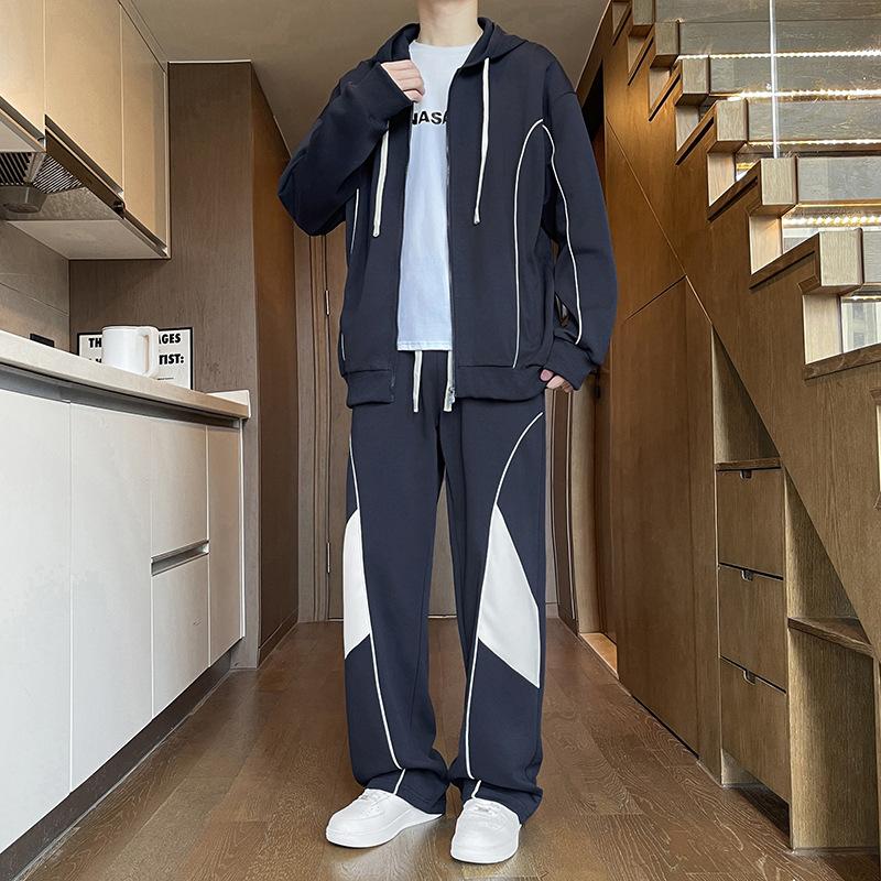 Casual Set Men Loose Large Size Rascal Handsome Trendy Sweatshirt Pants Sports Leisure Two Piece