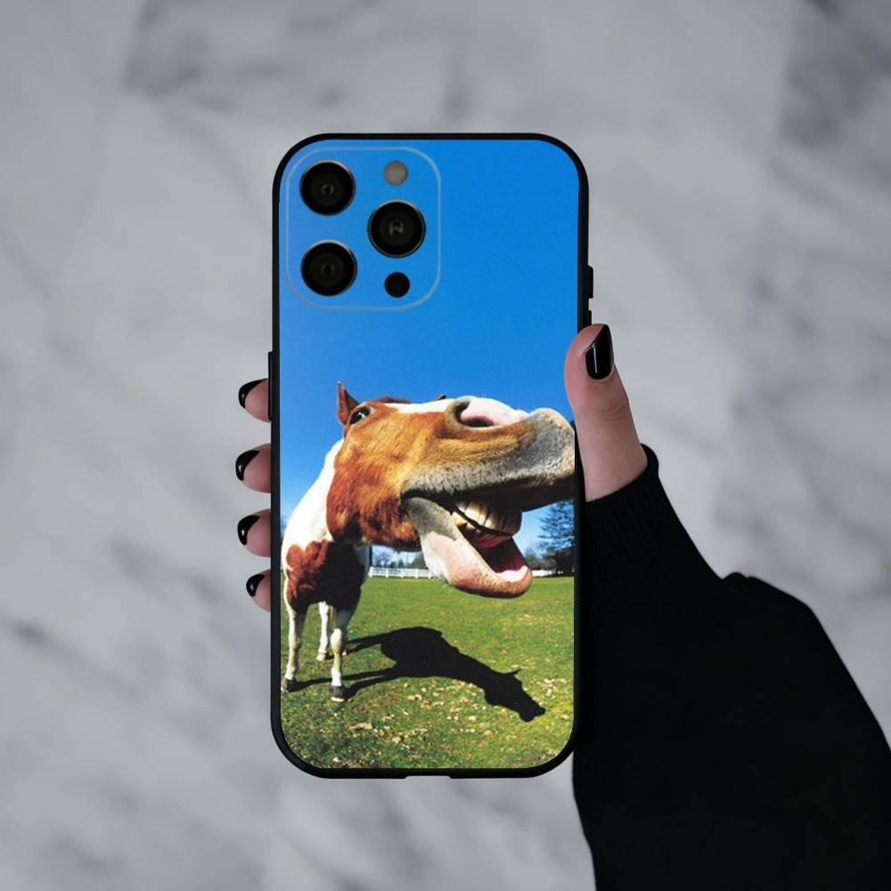 Забавный Арт Лошадь Животное Чехол Для Телефона Для iPhone 17pro,16,15,14,13,12,11 Plus,Pro Max,XS,Мягкий Силиконовый Черный Чехол