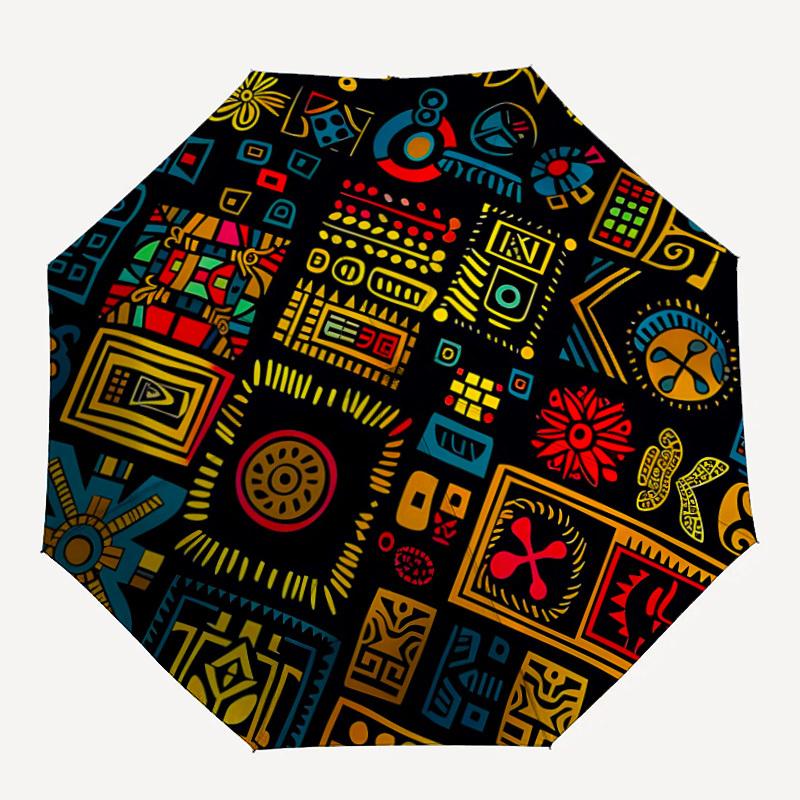 1pc Abstract Patterns Open/Close Folding Umbrella, All- Portable Umbrella for & Men, Stylish Accessory (Holiday Gift) 8-Rib yy251213152