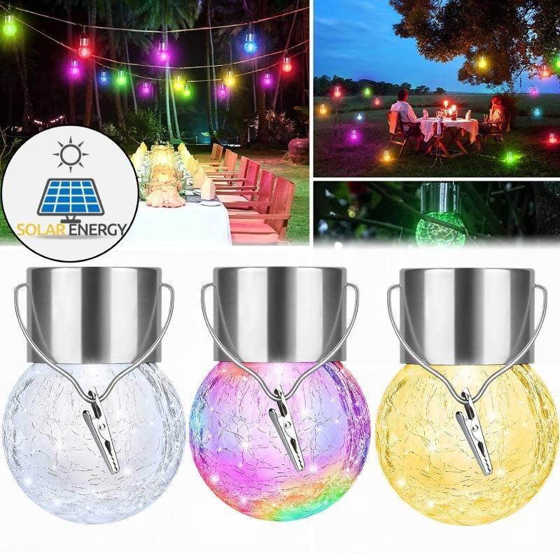 European Style Solar Glass Ball Led String Light Outdoor Crackle Ball Garden Decor Ip65