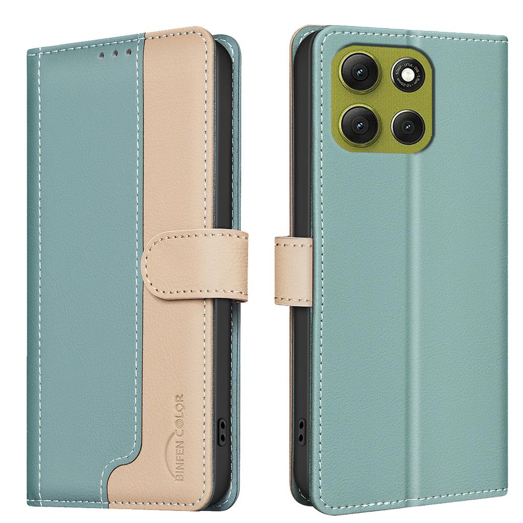 For Motorola Moto G86 5G Leather Case BINFEN COLOR Splicing Color RFID Blocking Wallet Stand Phone Cover