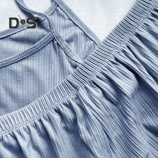 Женские пижамные комплекты на бретельках, ребристый топ без рукавов и шорты с эластичной резинкой на талии, повседневная пижама для дома