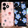 Чехол для Tecno Spark Go 2024 Милый Цветочный Узор Сердечки Конфетный Цвет Мягкий Силикон Тонкая Задняя Крышка Телефона Для Spark Go (2024) BG6
