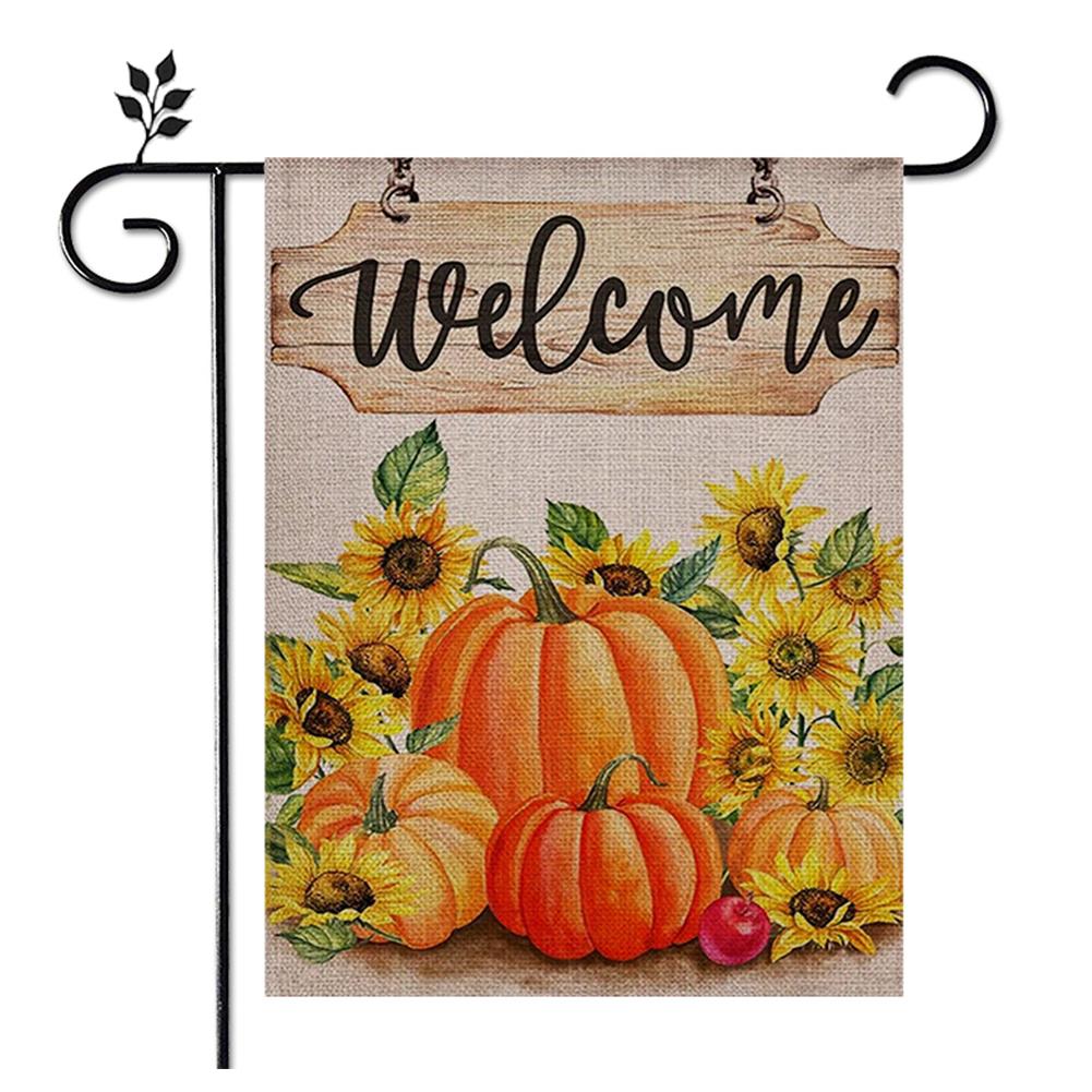 Хэллоуин Декор Флаг для Двора Двусторонний Осенний Вертикальный Баннер Джут Легкий Устойчивый к Выцветанию Осенний Декор на День Благодарения