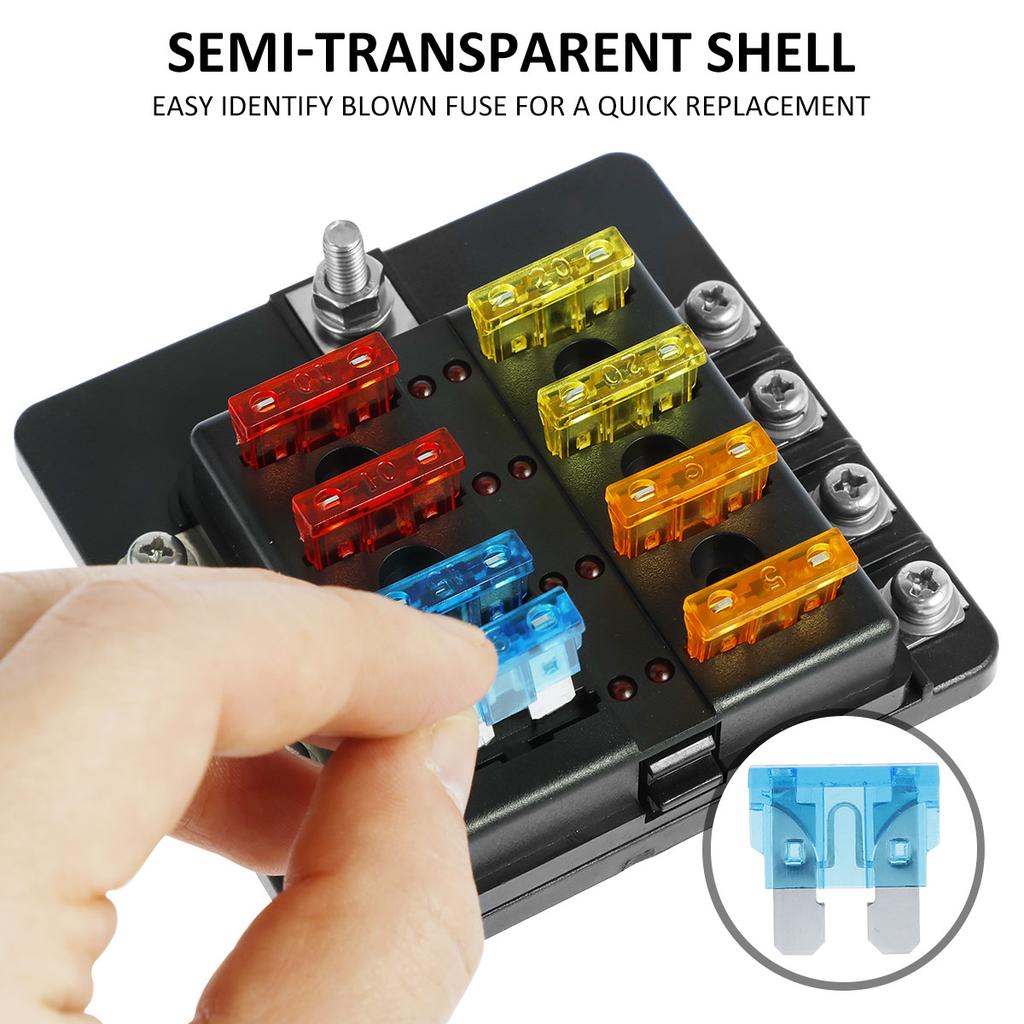 8-позиционный держатель блока предохранителей 32 В 100 А лезвийный блок предохранителей со светодиодным индикатором и крышкой водонепроницаемый блок предохранителей автомобильная панель предохранителей