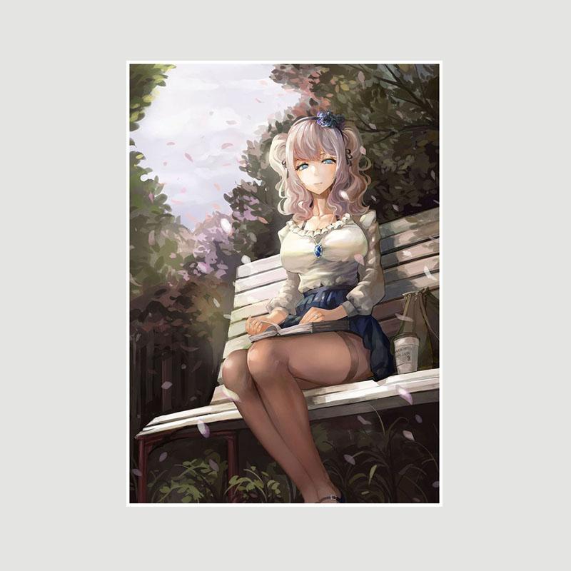 Домашний декор Картина Милая маленькая Лоли Аниме Девушка Плакат Милая Лолита Манга Фигурка Белые бумажные постеры и принты Бар Спальня Украшения Фреска