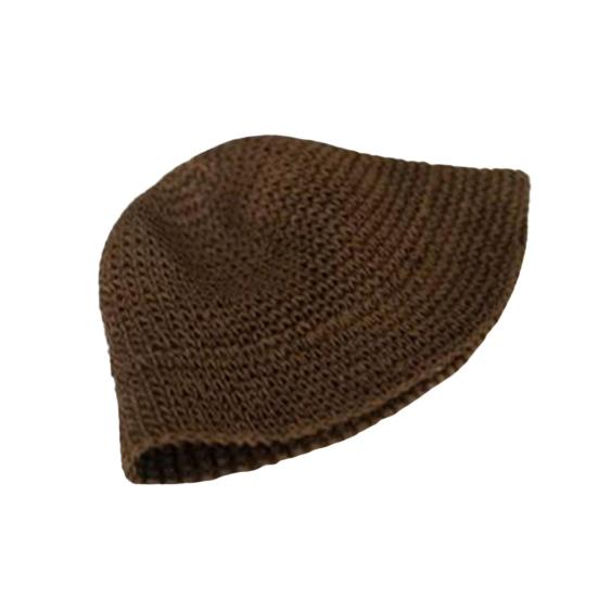 Summer Hat Versatile Solid Color Short Basin Knitted Straw Hat Fashion