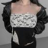 Slim Fit Lace Tube Tops Fake Two Pieces Women Camisole Elegant Sleeveless Crop Top  Women