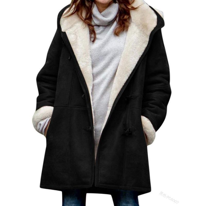 Winter Women's Fleece Warm Coat Top with Plush Neck Pocket Women's Coat