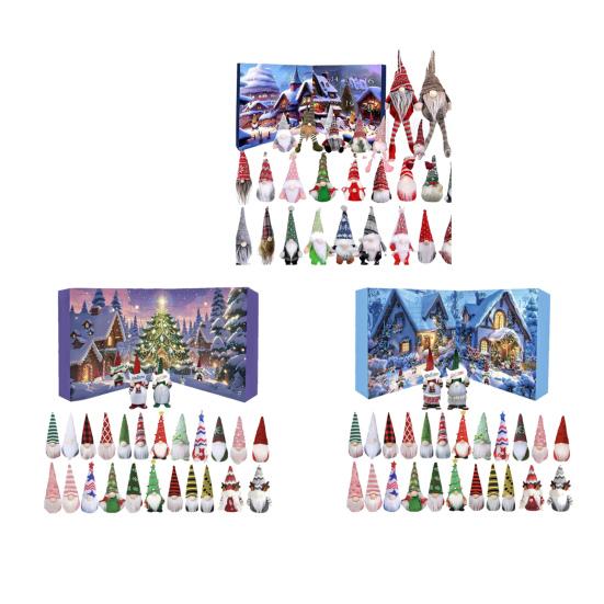 Рождественский гном 2025 Адвент-календарь 24-дневный обратный отсчет до Рождества украшение с коллекционными куклами-гномами для мальчиков, девочек и взрослых