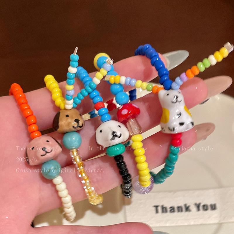 Маленький свежий цвет щенок браслет ниша милая девушка сердце браслет летняя студенческая вечеринка девушка украшения