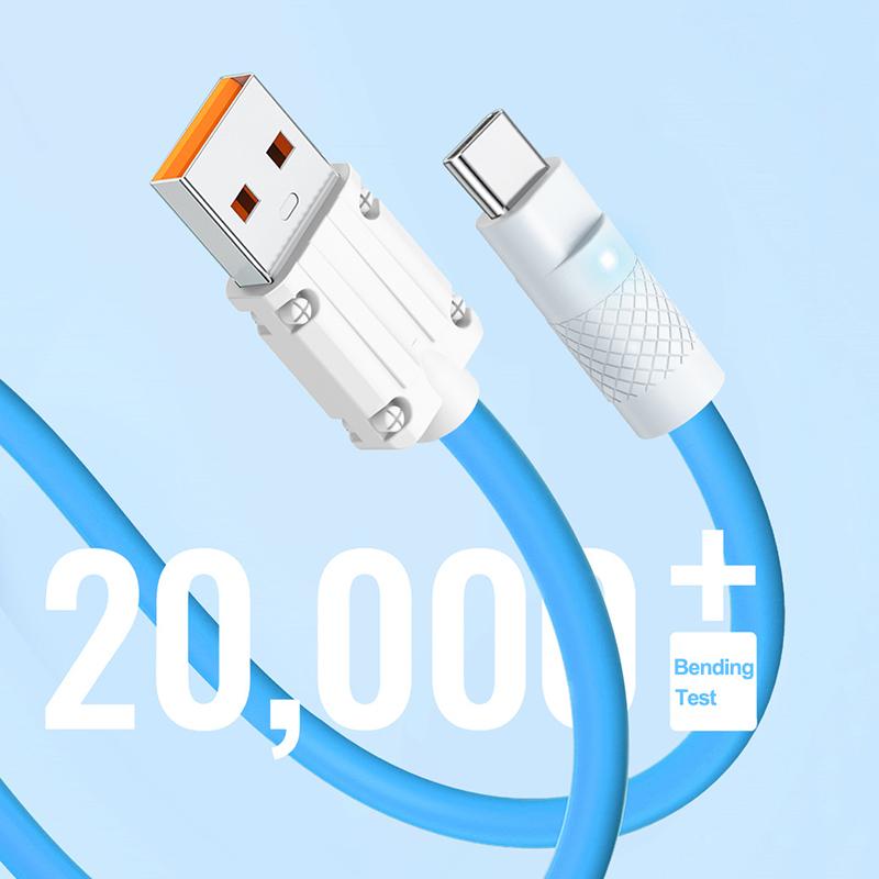 VAORLO 6A Кабель для быстрой зарядки USB-кабель для передачи данных для Micro Typoe-C Lightning Super Charge с органайзером для кабеля