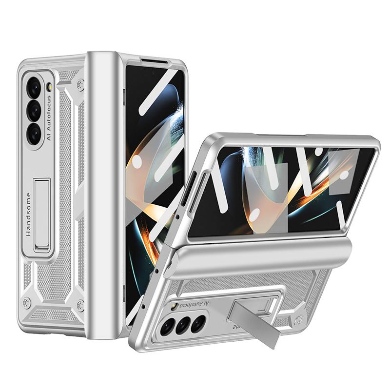 Для Samsung Galaxy Z Fold 5 4 3 2 5G Бронированный шарнир Скрытый кронштейн Чехол-бампер из ПК Пленка-защита экрана Ударопрочный защитный чехол