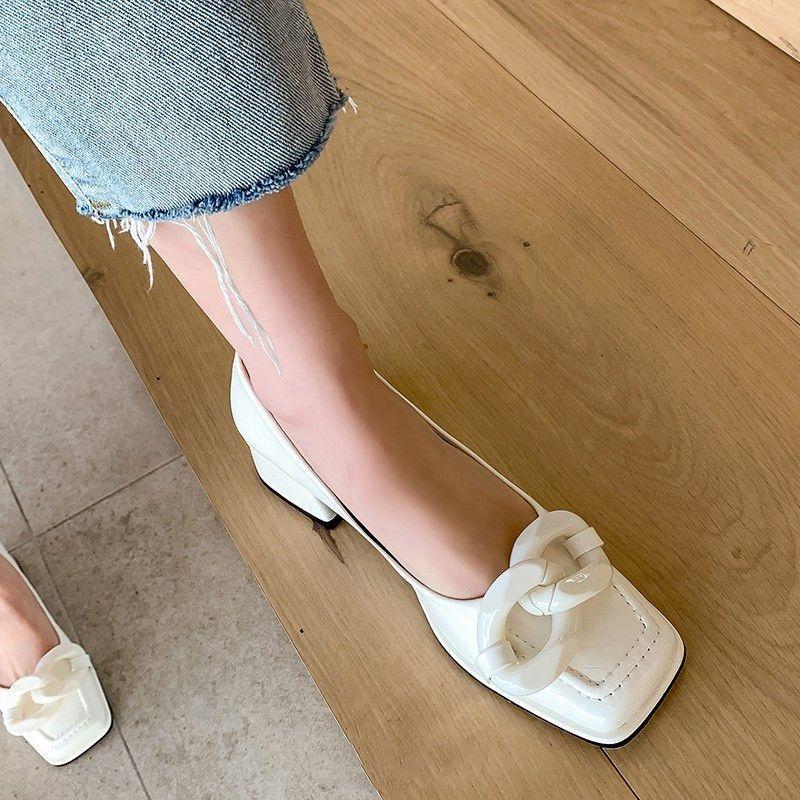 Fashion Yellow with Medium Heels Silver Ladies Summer Footwear Square Toe Blue Shoes for Women 2024 Casual E Trend On Offer Y2k Stylish