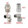 PC PL PCF PLF M5 6 1/8" 1/4" 3/8" 1/2" 3/8" BSP Наружная резьба 4-16 мм Никелированная латунь Угольник Прямой Быстроразъемный Пневматический фитинг
