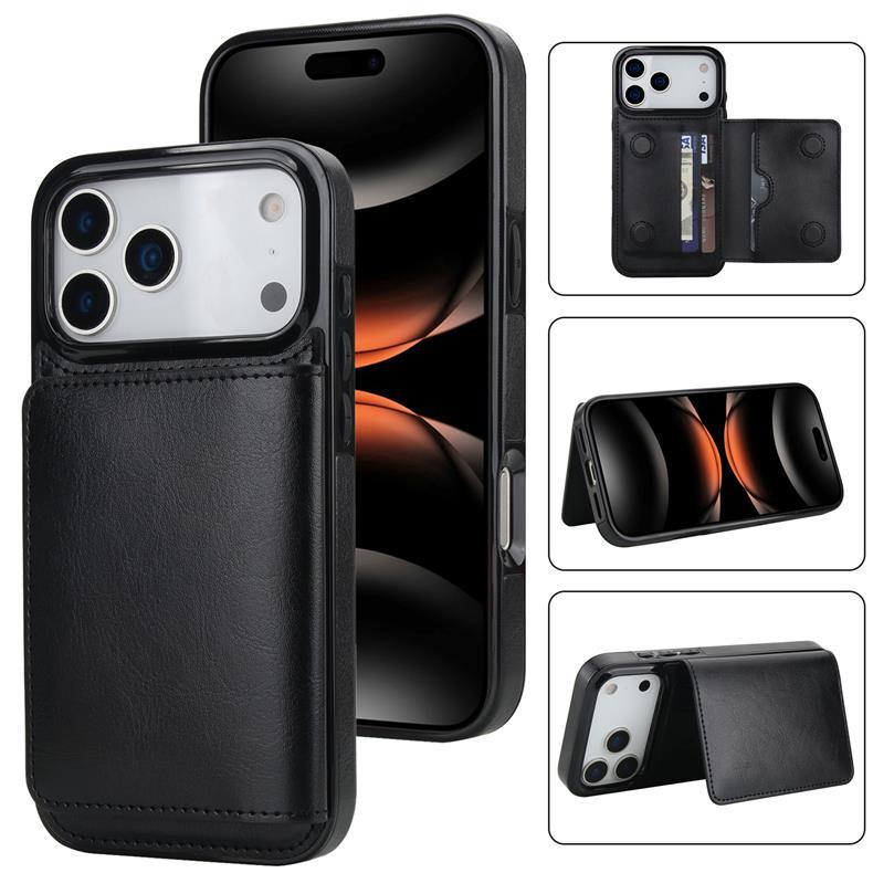 Applicable iPhone17Pro iPhone leather case15Plus Back-cover type protective case Samsung S25U Card holder