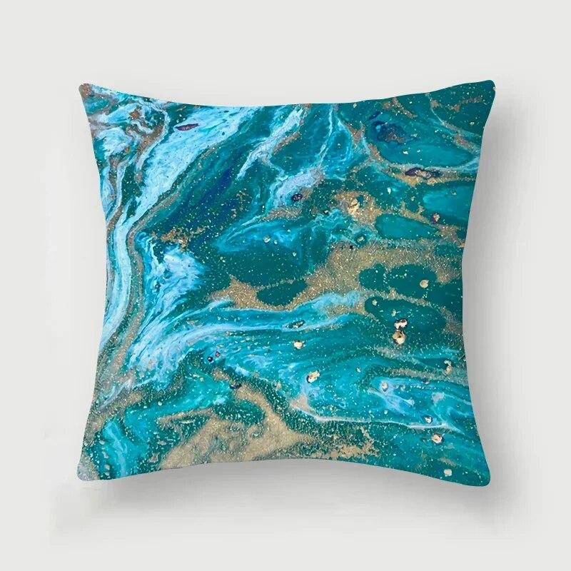 Nordic Blue Marble Polyester Pillowcase Sea Rock Texture Bedside Sofa Chair Throw Pillow Cushion Cover Home Decor