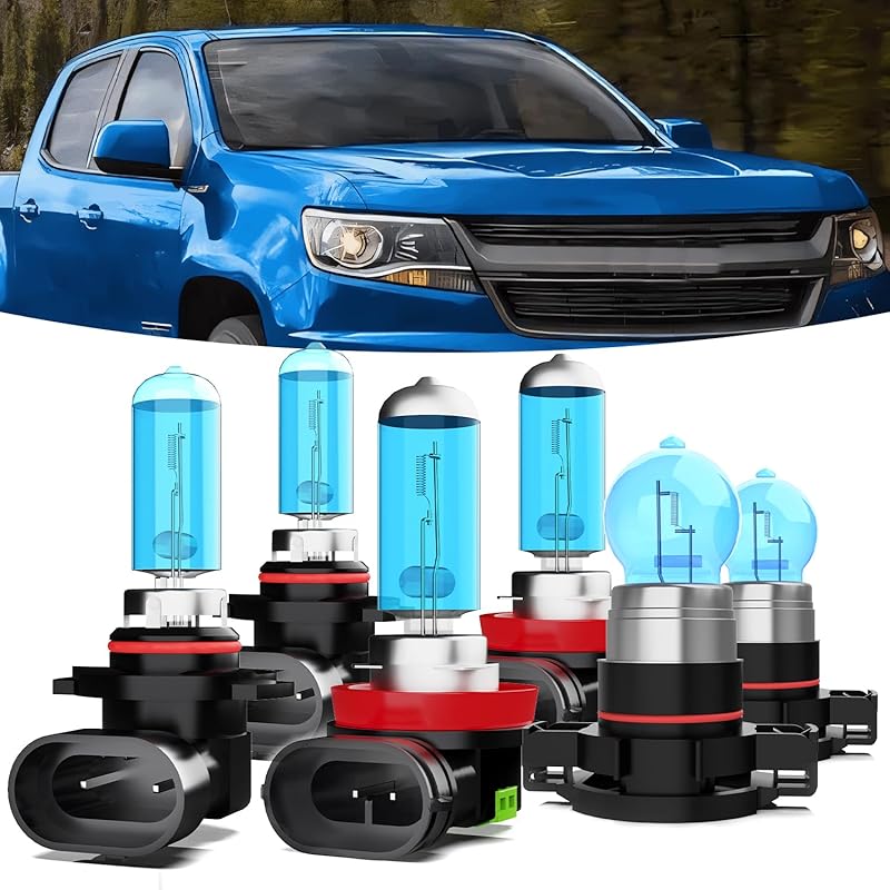 Halogen Headlights Fit For Chevrolet Chevy Colorado 2004-2008 Headlight Bulbs,9005/HB3/H10 High Beam+ 9006/HB4 Low Beam+ H11 Fog Light Combo,Plug And