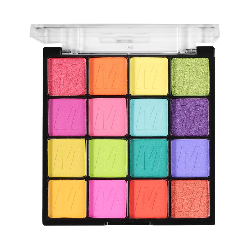 Misslara 16-Color Eyeshadow Palette: Vibrant Shimmer, Glitter, Matte Earth Tones, High Pigment for Children's Stage Makeup.