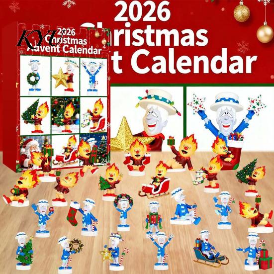 Acrylic Christmas Countdown Advent Calendar 2026, 24-Day Surprise with 24 Decorative Display Boxes Pendants, Anime Themed Collectible Gifts for Kids,
