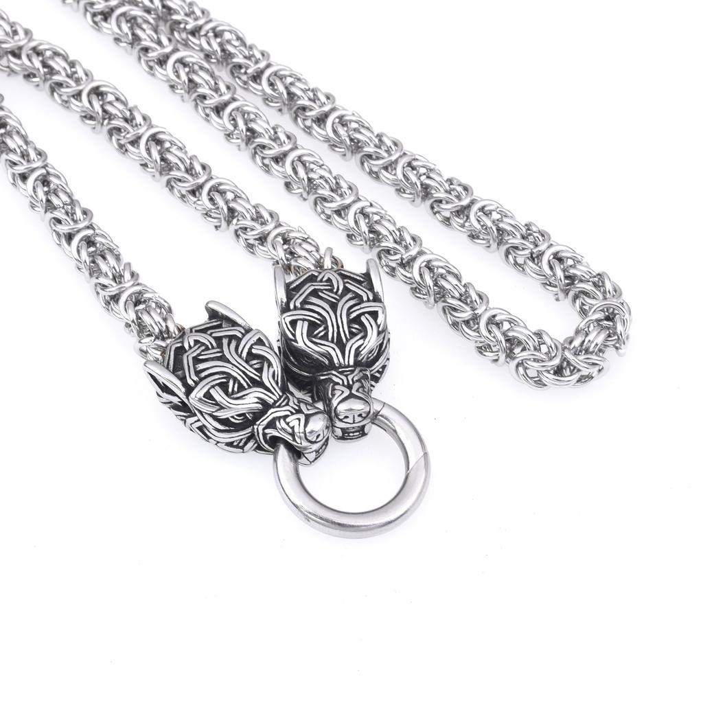 Norse Mythology Viking Stainless Steel Odin Cross Pendant Men 'S Domineering Stainless Steel Wolf Head Necklace Jewelry 