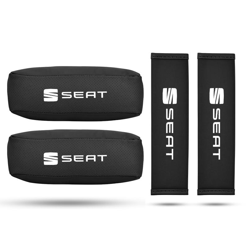 kncr9 Car Seat Headrest Auto Logo Neck Pillow For Seat Leon 5F Mk3 Ibiza 6J Tarraco Arona Ateca Alhambra Exeo Mii Interior Accessories
