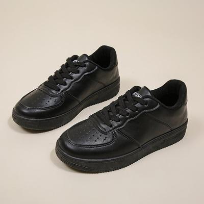 Осень новая мода плоские белые туфли женские прилив студенческие повседневные спортивные туфли шнуровка однотонные кеды