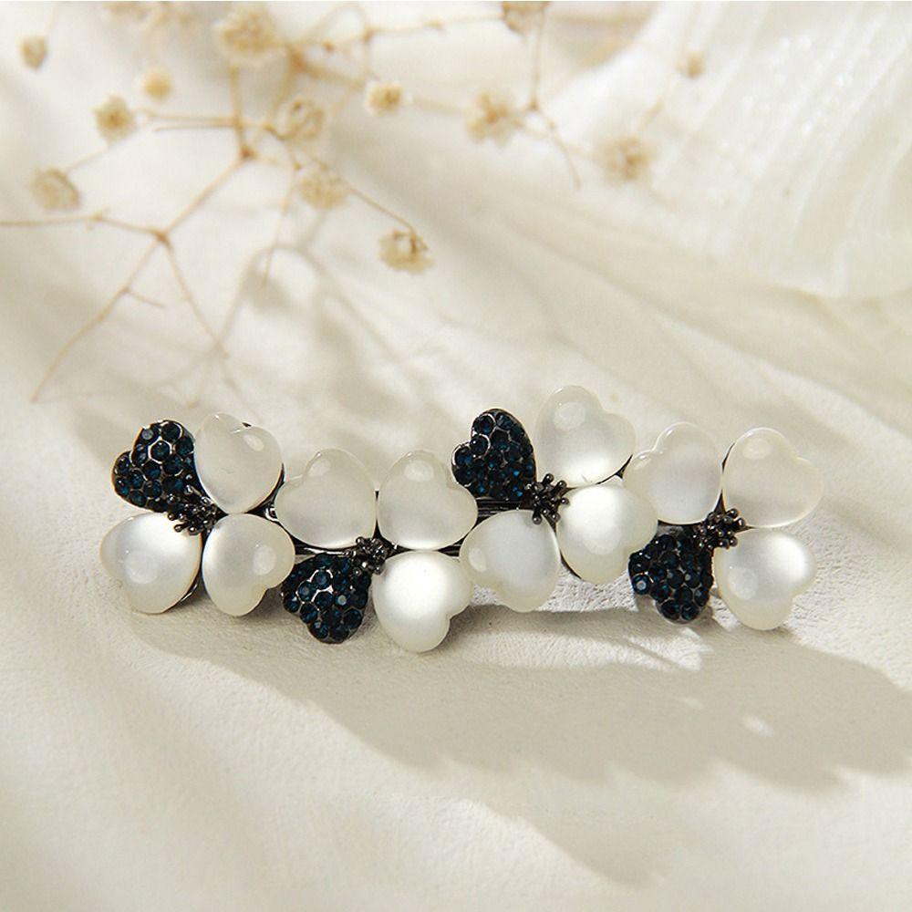 Zinc Zinc Alloy Ponytail Holder Flower Pearl Girl Spring Clip Korean Style Hairpin Women Hair Clip Headdress