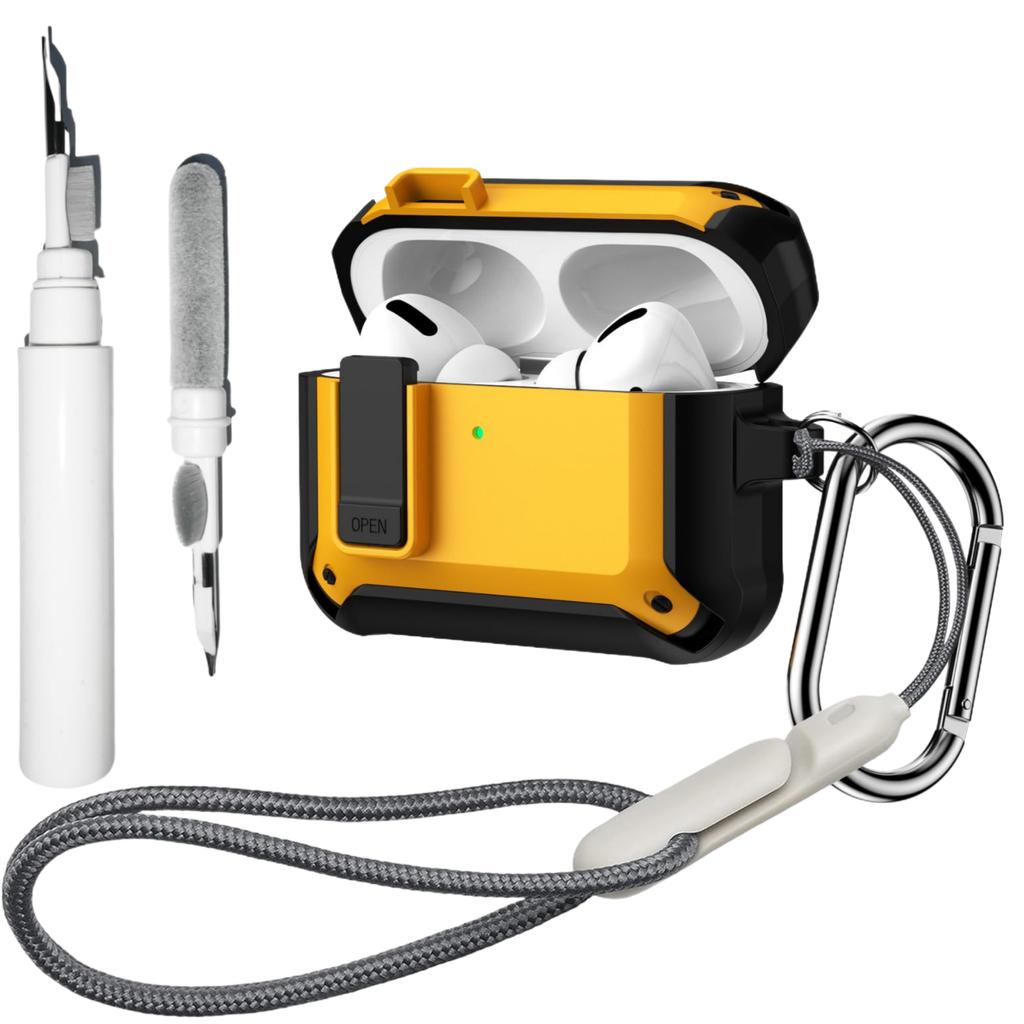 Чехол для Airpods Pro 3 (2025) Защитный чехол с надежным замком, полностью противоударный, с чистящим набором и шнурком для Apple AirPods Pro 3