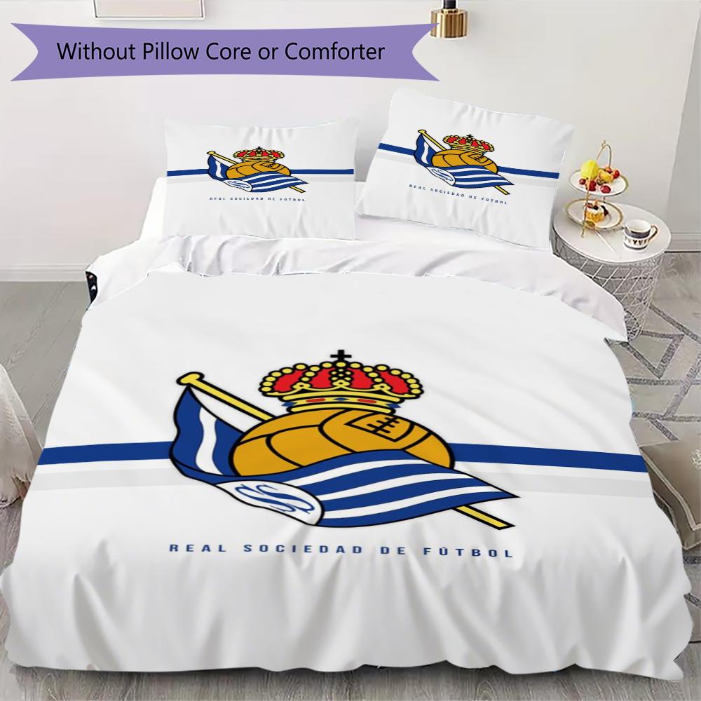 Real Sociedad Pattern Bedding uilt Set uilt Cover Pillowcase Home Decoration Birthday Gift (1 * duvet cover + 2 * pillowcase  without core)