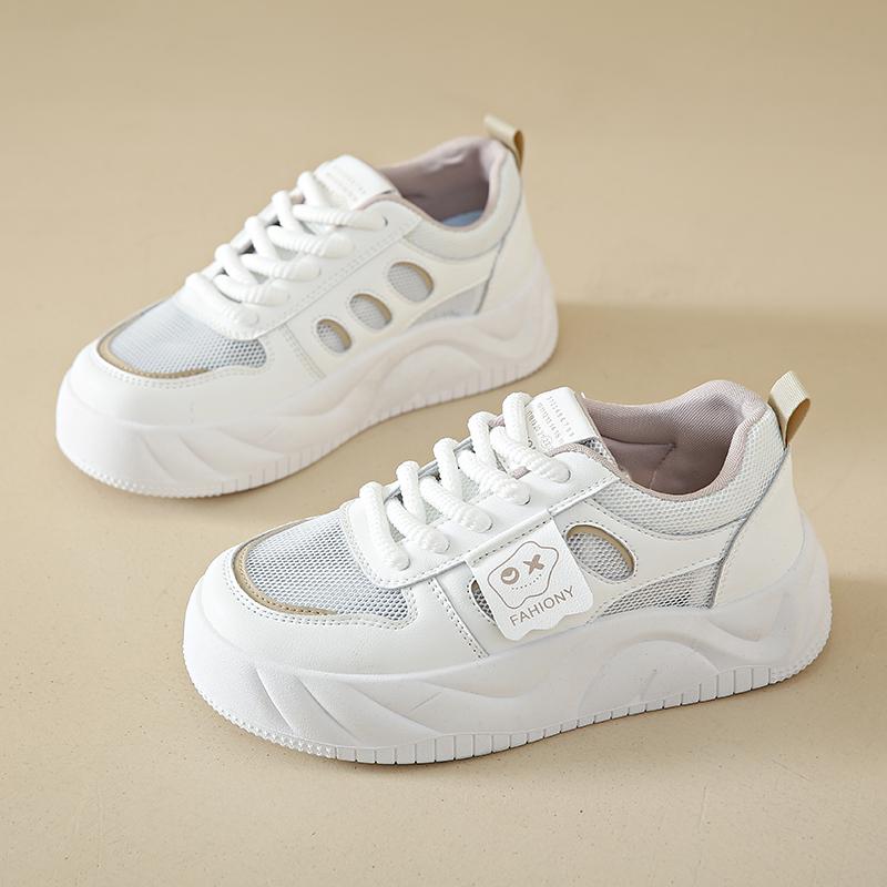 CRLAYDK 2024 Summer New In Women Platform Sneakers Mesh Breathable Walking White Shoes Skatebaording Casual Non Slip Tennis