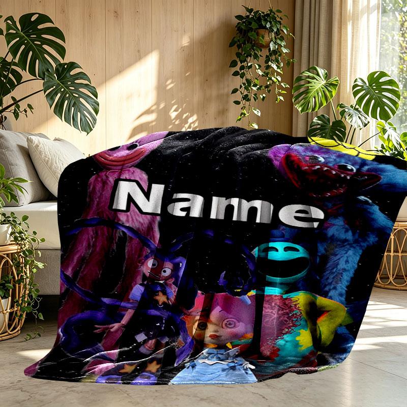 Custom Name Personalized Poppy Playtime Print Blanket, Home Decor, Bedroom, Sofa, Camping, Couch, Gifts for Birthday Christmas
