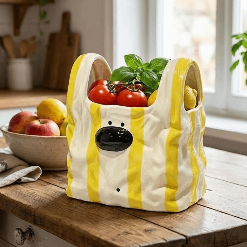 Handbag Style Ceramic Storage Box Puppy Shaped Desktop Pen Holder Desktop Organizer
