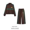 Kaslead New Arrival Women's Clothing Fashion Style Printing Zipper Sweatshirt Casual Pants 1131851 1131852