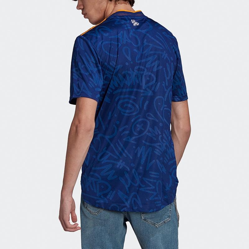 adidas Real Madrid Away Player Edition Soccer/Football Sports Short Sleeve Blue Men's GM6775