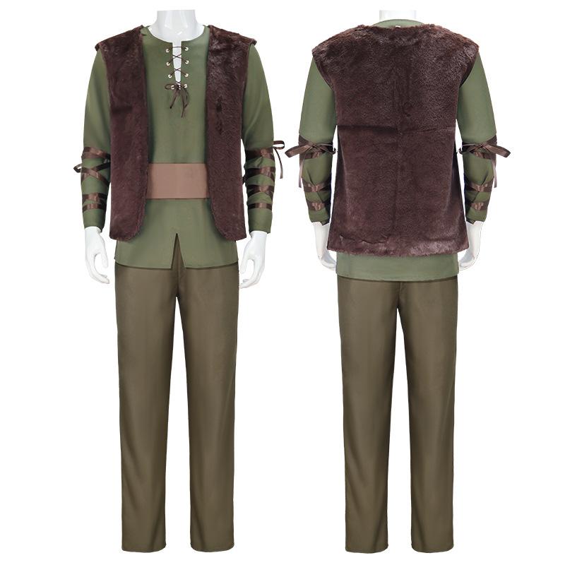 Фильм Дракон Иккинг Косплей Костюм Парик Зеленая Футболка Штаны Коричневый Жилет Комплект Хэллоуин Взрослый Мультяшный Дракон Тренировка Косплей