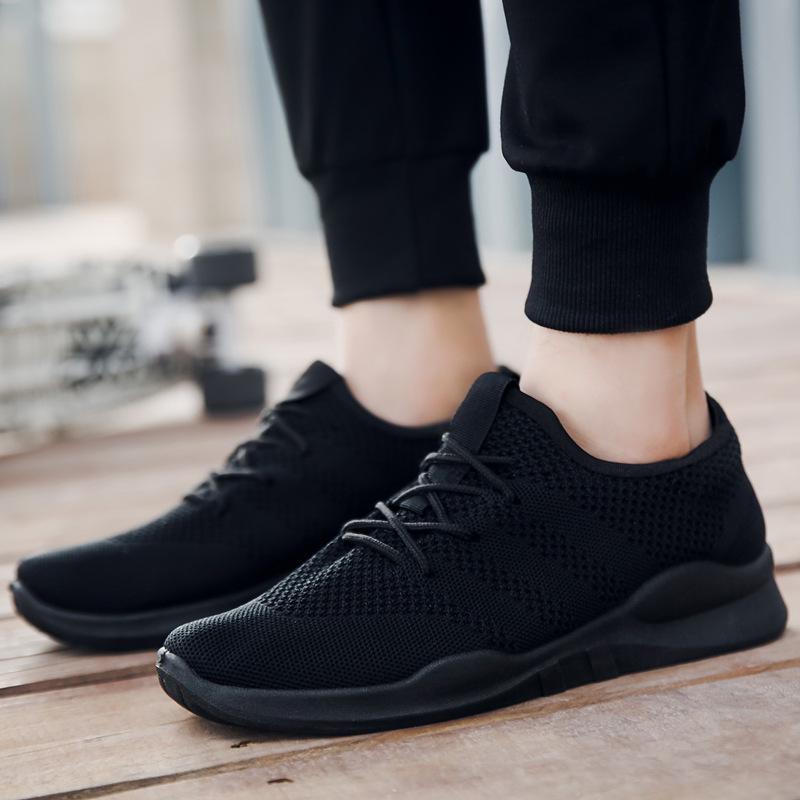 Четыре сезона настоящая летающая тканая мужская обувь, повседневная дышащая обувь, кроссовки на плоской подошве, студенческая дорожная обувь