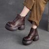 Fashion GKTINOO Women's Thick Soled Ankle Boots Genuine Leather 2025 New Winter Round Toe Handmade Retro Platform Shoes