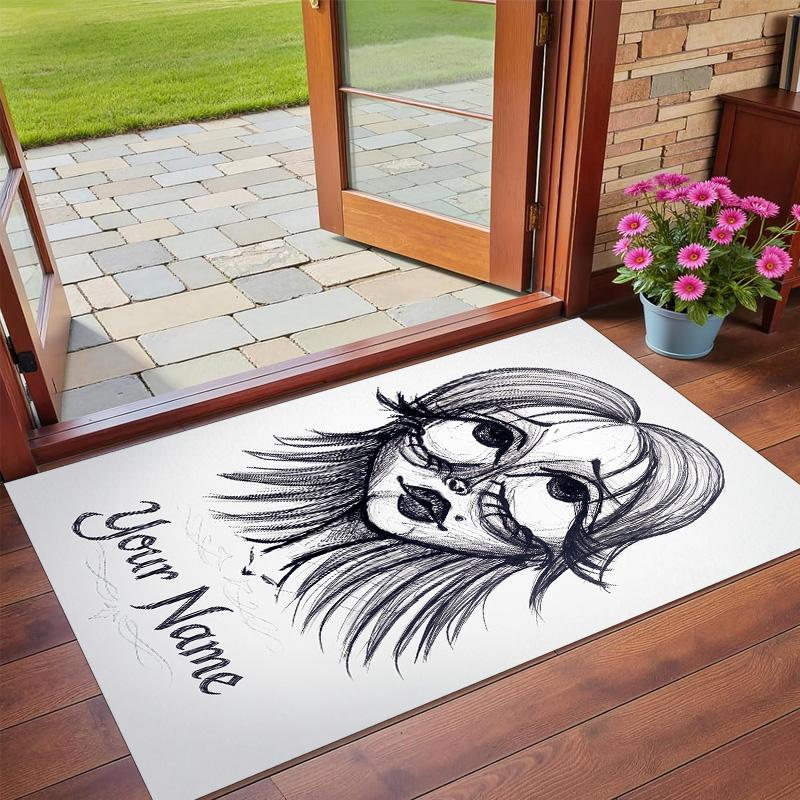 Crystal Velvet Rug Custom Name Text, Soft Non Slip Floor Mat Home DecorEdward Scissorhands