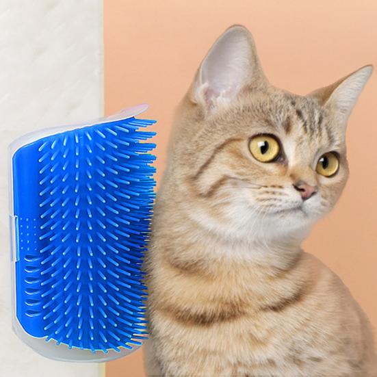 Cat Corner Scratcher Self-Grooming Massage Comb with Catnip Easy To Install Wall Corner Massage Comb Scratcher Grooming Brush Tool