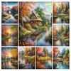Алмазная живопись Новая коллекция Деревянный дом на берегу реки Diy Полный квадратный круглый дрель Стразы Вышивка Пейзаж Мозаика Наборы для вышивки крестом
