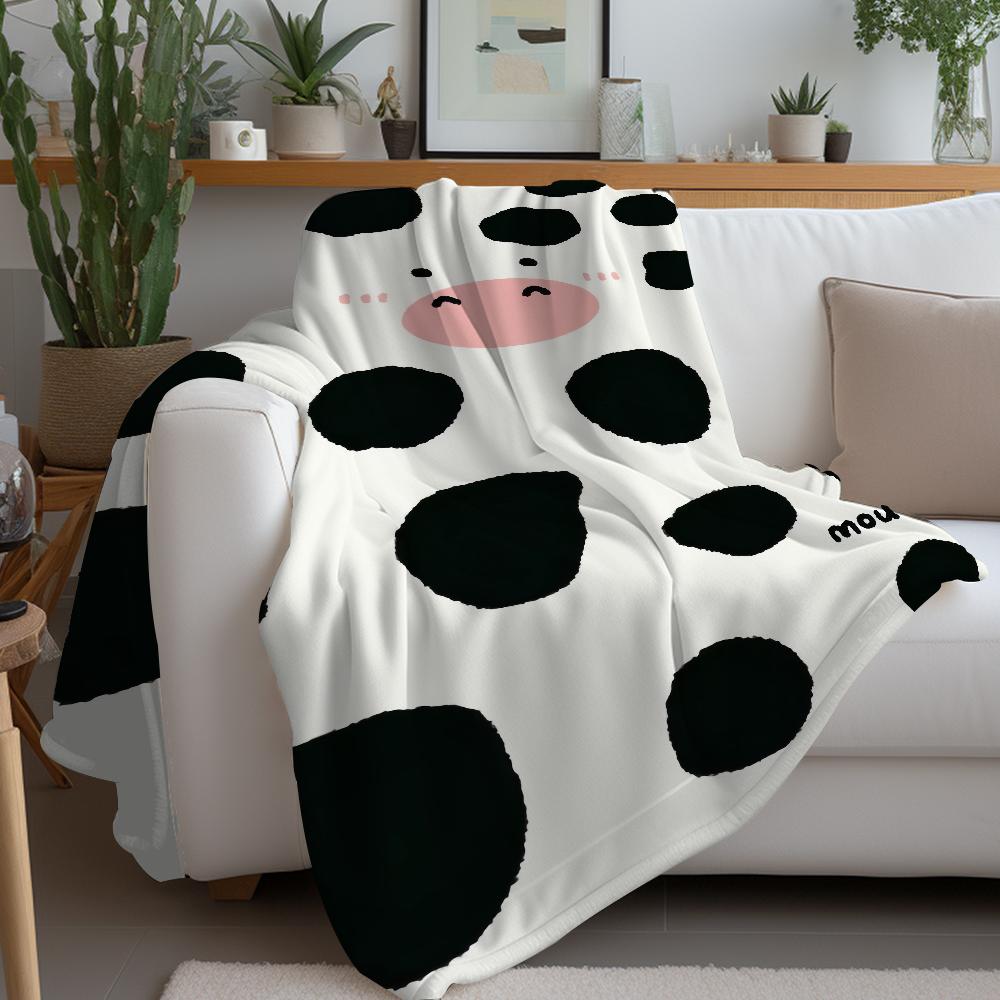 Holstein Spots Cow Texture Blanket Warm Soft Suitable For Bedroom Sofa Bed Living Room Office Travel Camping Gifts