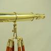 Brass Finish Single Barrel Telescope with Brown Wood Tripod Ideal for Home, Office Decor 99.06 Cm