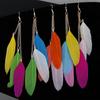 Women's Fashion Leaf Feather Handmade Long Drop Dangle Hook Eardrop Earrings