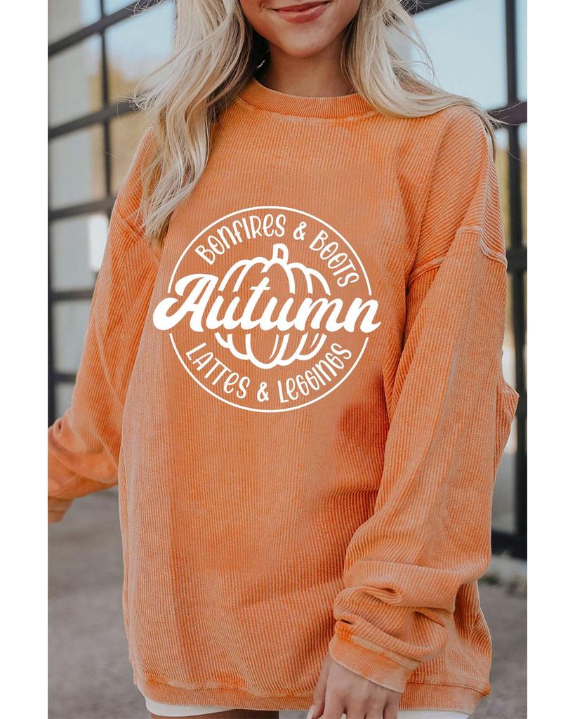 Azura Exchange Свитшот оверсайз с принтом оранжевой осенней тыквы