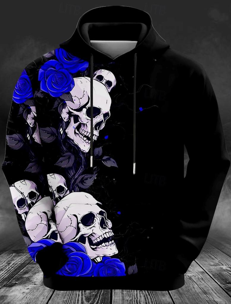 Винтажная мужская толстовка с принтом 3D-черепов, повседневная толстовка с капюшоном, осенне-весенняя свободная одежда, пуловеры с длинным рукавом в стиле Харадзюку
