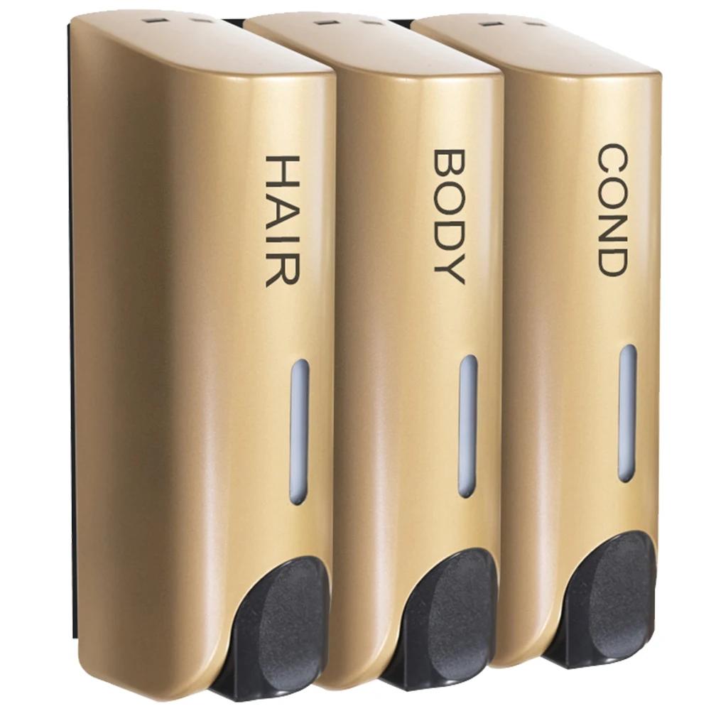 Тройной диспенсер для геля для душа, шампуня, 350 мл, многоцелевой, настенный, термостойкий, большой емкости, для ванных принадлежностей