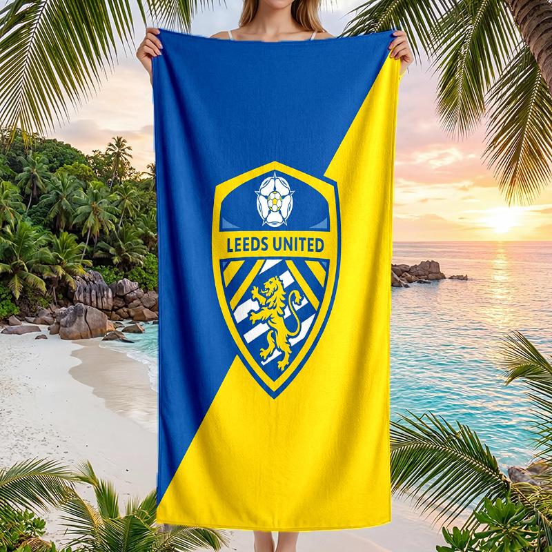 Пляжное полотенце Leeds United Football Мягкое из микрофибры Летнее полотенце Быстросохнущее Впитывающее полотенце для пляжа Бассейна Путешествий